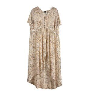 Torrid Hi Lo Floral Sheer Top Boho Chic Blouse Women 3X Beach Swim Suit Cover Up